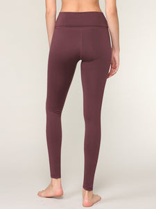 WB3020 Women's Peached Seamless Front & Side Foldable Waisted Leggings with Inner Pocket Full-Length Yoga Pants