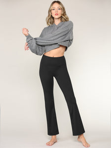 WB3021 Peached Seamless Front & Side Leggings with Inner Pocket Ankle Boot Cut Yoga Pants