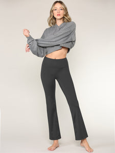WB3021 Peached Seamless Front & Side Leggings with Inner Pocket Ankle Boot Cut Yoga Pants