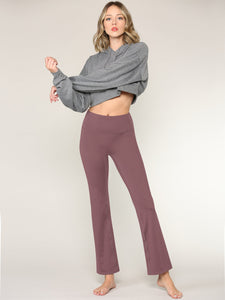WB3021 Peached Seamless Front & Side Leggings with Inner Pocket Ankle Boot Cut Yoga Pants