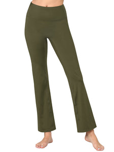 WB3021 Peached Seamless Front & Side Leggings with Inner Pocket Ankle Boot Cut Yoga Pants