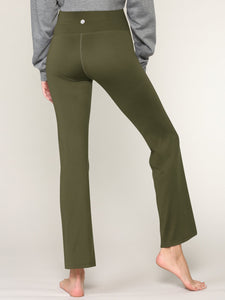 WB3021 Peached Seamless Front & Side Leggings with Inner Pocket Ankle Boot Cut Yoga Pants