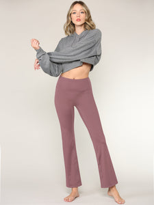 WB3021 Peached Seamless Front & Side Leggings with Inner Pocket Ankle Boot Cut Yoga Pants