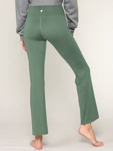 WB3021 Peached Seamless Front & Side Leggings with Inner Pocket Ankle Boot Cut Yoga Pants