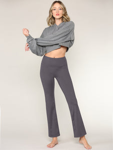 WB3021 Peached Seamless Front & Side Leggings with Inner Pocket Ankle Boot Cut Yoga Pants