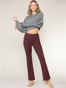 WB3021 Peached Seamless Front & Side Leggings with Inner Pocket Ankle Boot Cut Yoga Pants