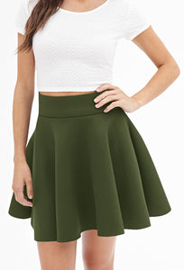 WB669 Basic Versatile Stretchy Flare Skater Skirt