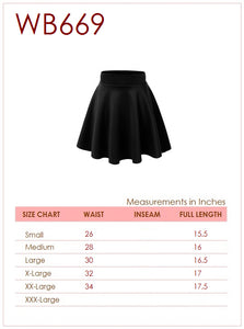 WB669 Basic Versatile Stretchy Flare Skater Skirt