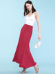 WB670 Women's Basic Foldable High Waist Floor Length Maxi Skirt S-3XL Plus Size