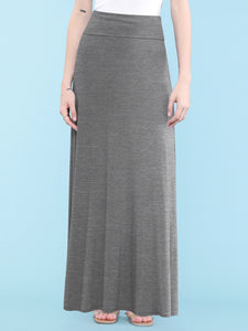 WB670 Women's Basic Foldable High Waist Floor Length Maxi Skirt S-3XL Plus Size