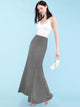 WB670 Women's Basic Foldable High Waist Floor Length Maxi Skirt S-3XL Plus Size