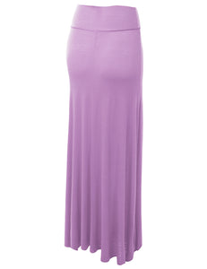 WB670 Women's Basic Foldable High Waist Floor Length Maxi Skirt S-3XL Plus Size