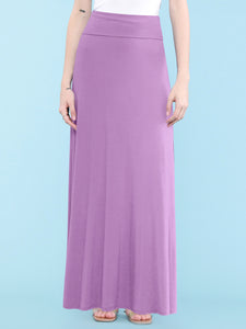 WB670 Women's Basic Foldable High Waist Floor Length Maxi Skirt S-3XL Plus Size
