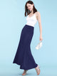 WB670 Women's Basic Foldable High Waist Floor Length Maxi Skirt S-3XL Plus Size
