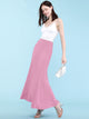 WB670 Women's Basic Foldable High Waist Floor Length Maxi Skirt S-3XL Plus Size
