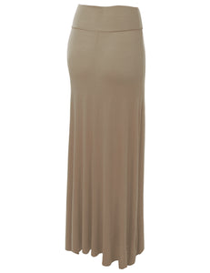 WB670 Women's Basic Foldable High Waist Floor Length Maxi Skirt S-3XL Plus Size