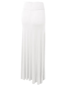 WB670 Women's Basic Foldable High Waist Floor Length Maxi Skirt S-3XL Plus Size