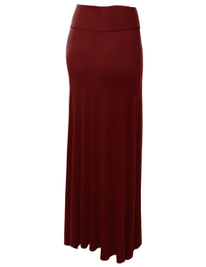 WB670 Women's Basic Foldable High Waist Floor Length Maxi Skirt S-3XL Plus Size