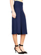 WB876 Women's High Elastic Waistband Wide Leg Palazzo Culotte Gaucho Capri Pants