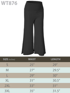 WB876 Women's High Elastic Waistband Wide Leg Palazzo Culotte Gaucho Capri Pants