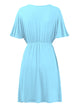 WDR 1338 Women's Airy Short Sleeve Kimono Style Deep V Neck Dress Top