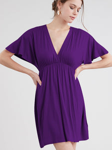 WDR 1338 Women's Airy Short Sleeve Kimono Style Deep V Neck Dress Top