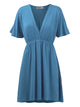 WDR 1338 Women's Airy Short Sleeve Kimono Style Deep V Neck Dress Top