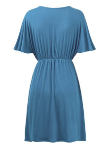 WDR 1338 Women's Airy Short Sleeve Kimono Style Deep V Neck Dress Top