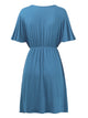 WDR 1338 Women's Airy Short Sleeve Kimono Style Deep V Neck Dress Top