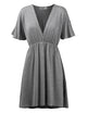 WDR 1338 Women's Airy Short Sleeve Kimono Style Deep V Neck Dress Top