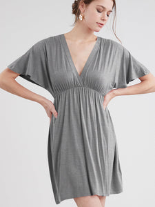 WDR 1338 Women's Airy Short Sleeve Kimono Style Deep V Neck Dress Top