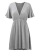 WDR 1338 Women's Airy Short Sleeve Kimono Style Deep V Neck Dress Top