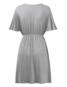 WDR 1338 Women's Airy Short Sleeve Kimono Style Deep V Neck Dress Top