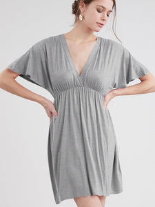 WDR 1338 Women's Airy Short Sleeve Kimono Style Deep V Neck Dress Top