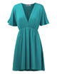 WDR 1338 Women's Airy Short Sleeve Kimono Style Deep V Neck Dress Top