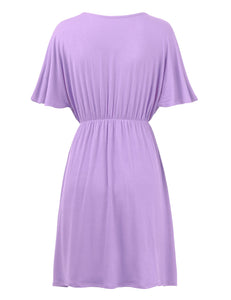 WDR 1338 Women's Airy Short Sleeve Kimono Style Deep V Neck Dress Top