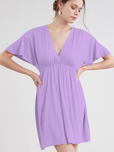 WDR 1338 Women's Airy Short Sleeve Kimono Style Deep V Neck Dress Top