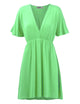 WDR 1338 Women's Airy Short Sleeve Kimono Style Deep V Neck Dress Top