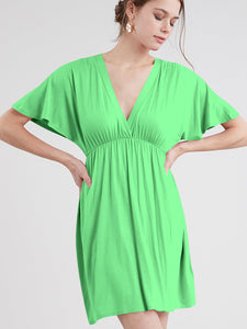 WDR 1338 Women's Airy Short Sleeve Kimono Style Deep V Neck Dress Top