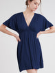 WDR 1338 Women's Airy Short Sleeve Kimono Style Deep V Neck Dress Top