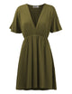 WDR 1338 Women's Airy Short Sleeve Kimono Style Deep V Neck Dress Top