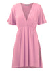 WDR 1338 Women's Airy Short Sleeve Kimono Style Deep V Neck Dress Top