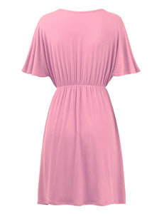 WDR 1338 Women's Airy Short Sleeve Kimono Style Deep V Neck Dress Top