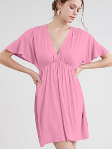 WDR 1338 Women's Airy Short Sleeve Kimono Style Deep V Neck Dress Top