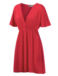 WDR 1338 Women's Airy Short Sleeve Kimono Style Deep V Neck Dress Top