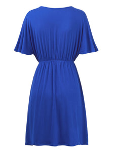 WDR 1338 Women's Airy Short Sleeve Kimono Style Deep V Neck Dress Top