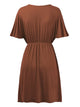 WDR 1338 Women's Airy Short Sleeve Kimono Style Deep V Neck Dress Top