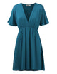 WDR 1338 Women's Airy Short Sleeve Kimono Style Deep V Neck Dress Top