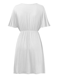 WDR 1338 Women's Airy Short Sleeve Kimono Style Deep V Neck Dress Top