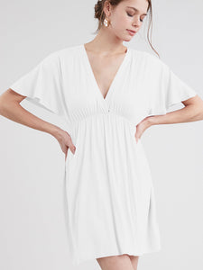 WDR 1338 Women's Airy Short Sleeve Kimono Style Deep V Neck Dress Top